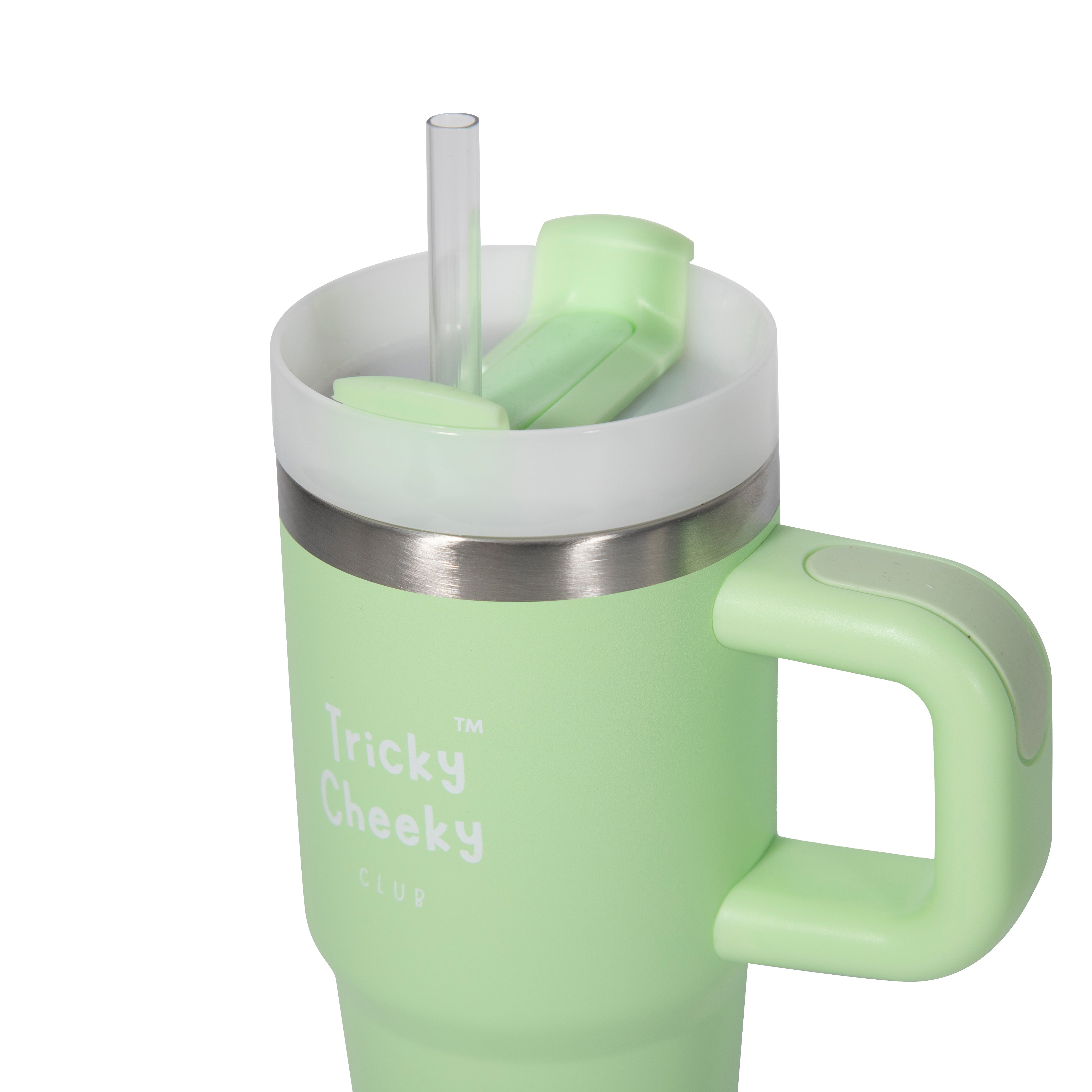 On the Move Junior | 14oz Stainless Steel Tumbler with Handle & Straw