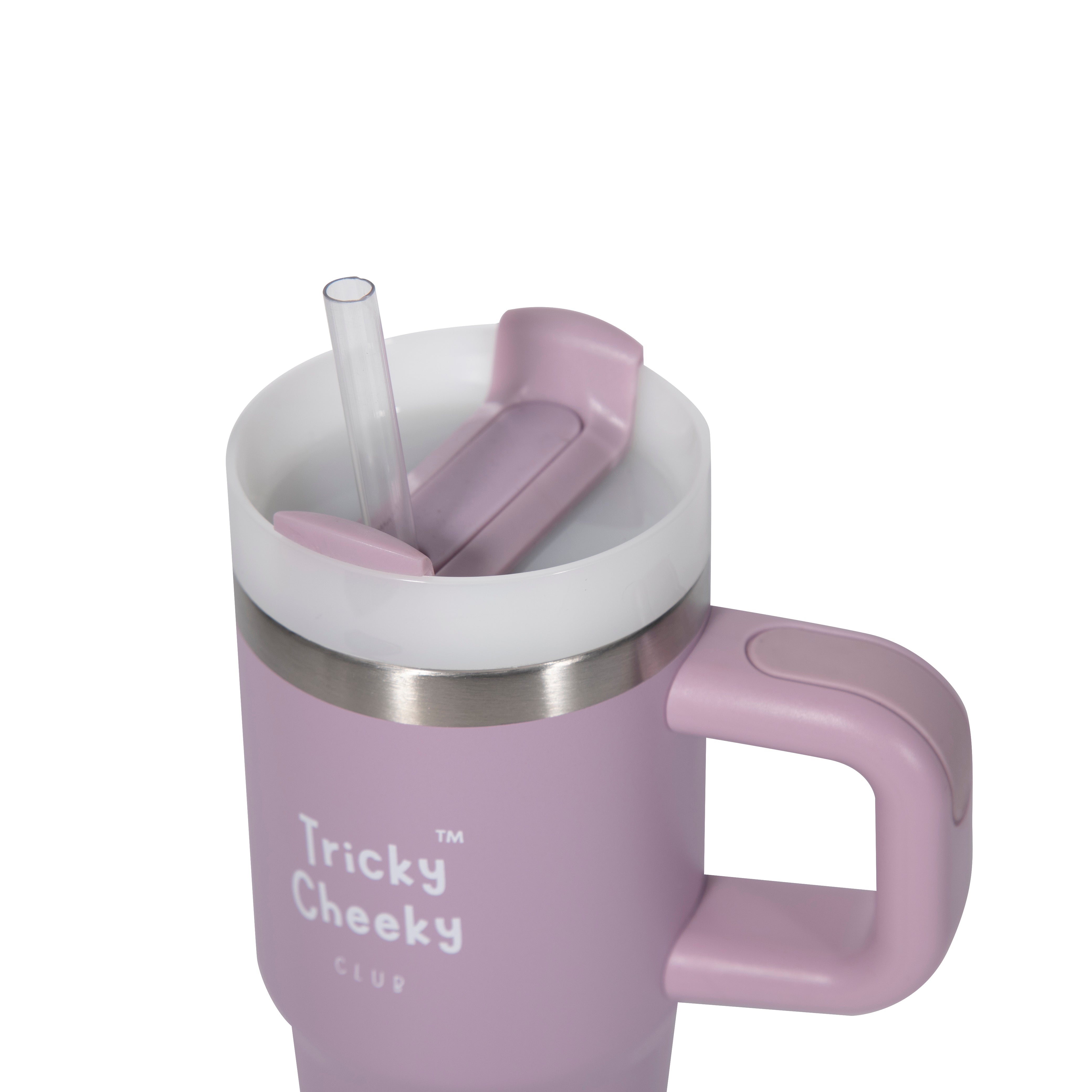 On the Move Junior | 14oz Stainless Steel Tumbler with Handle & Straw