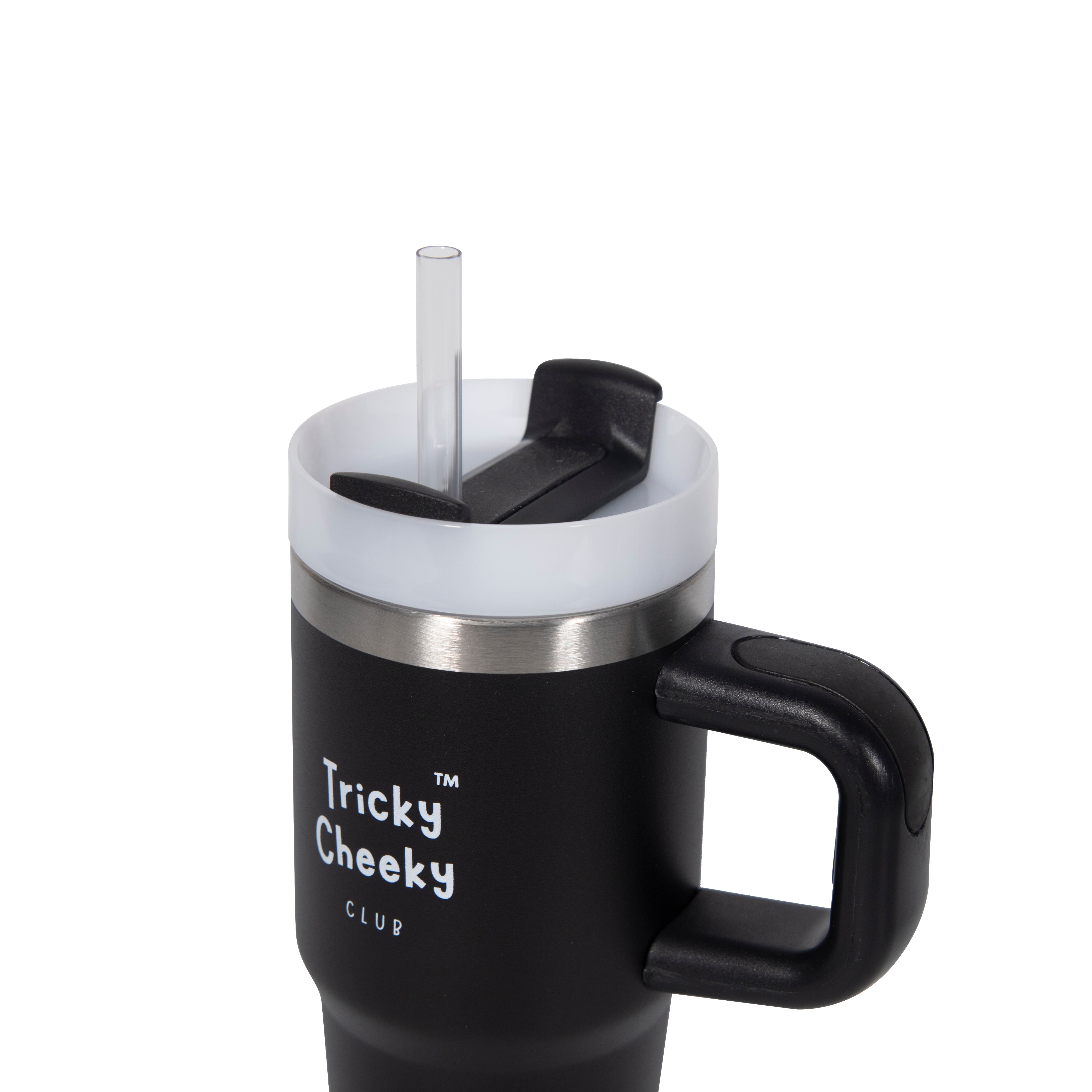 On the Move Junior | 14oz Stainless Steel Tumbler with Handle & Straw