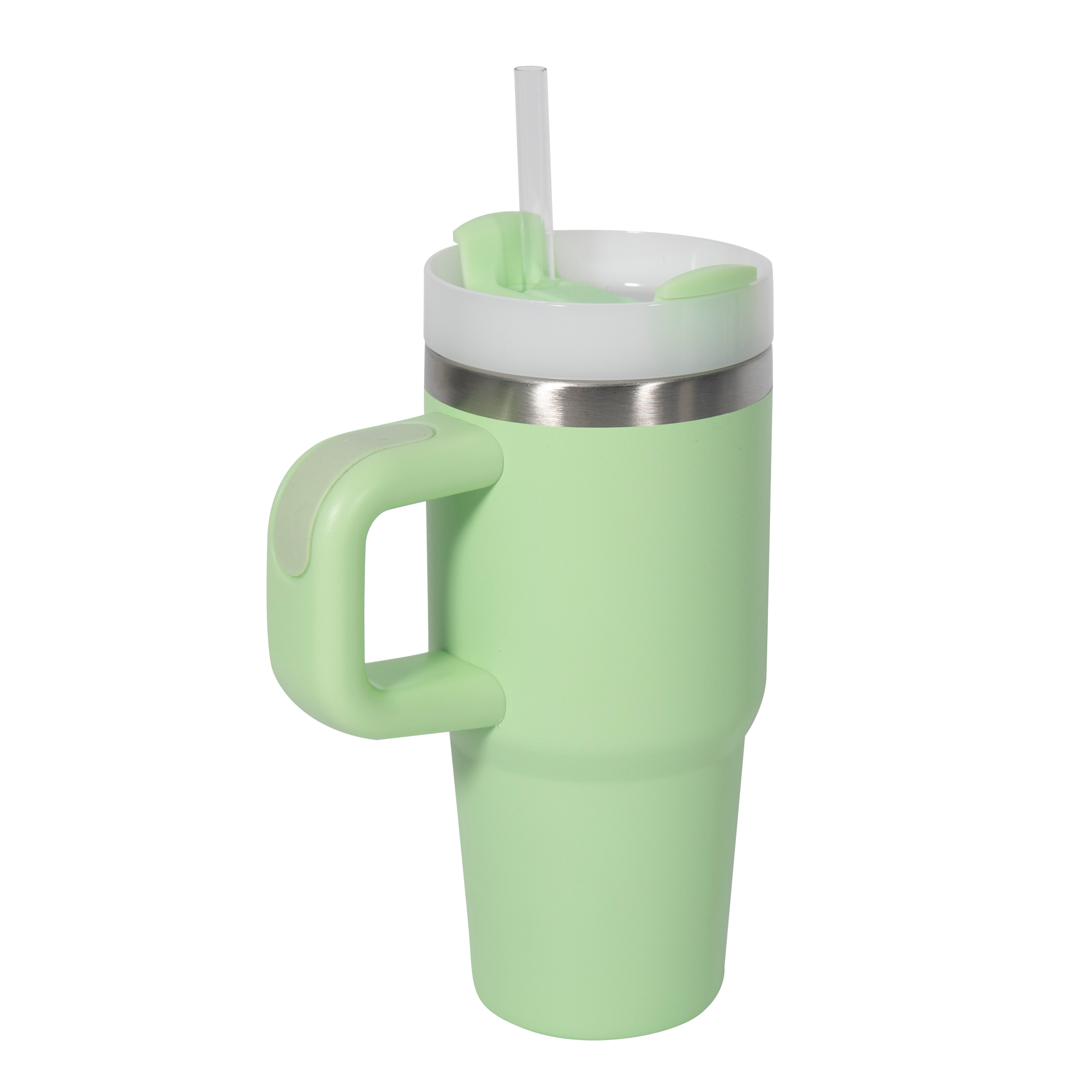 On the Move Junior | 14oz Stainless Steel Tumbler with Handle & Straw