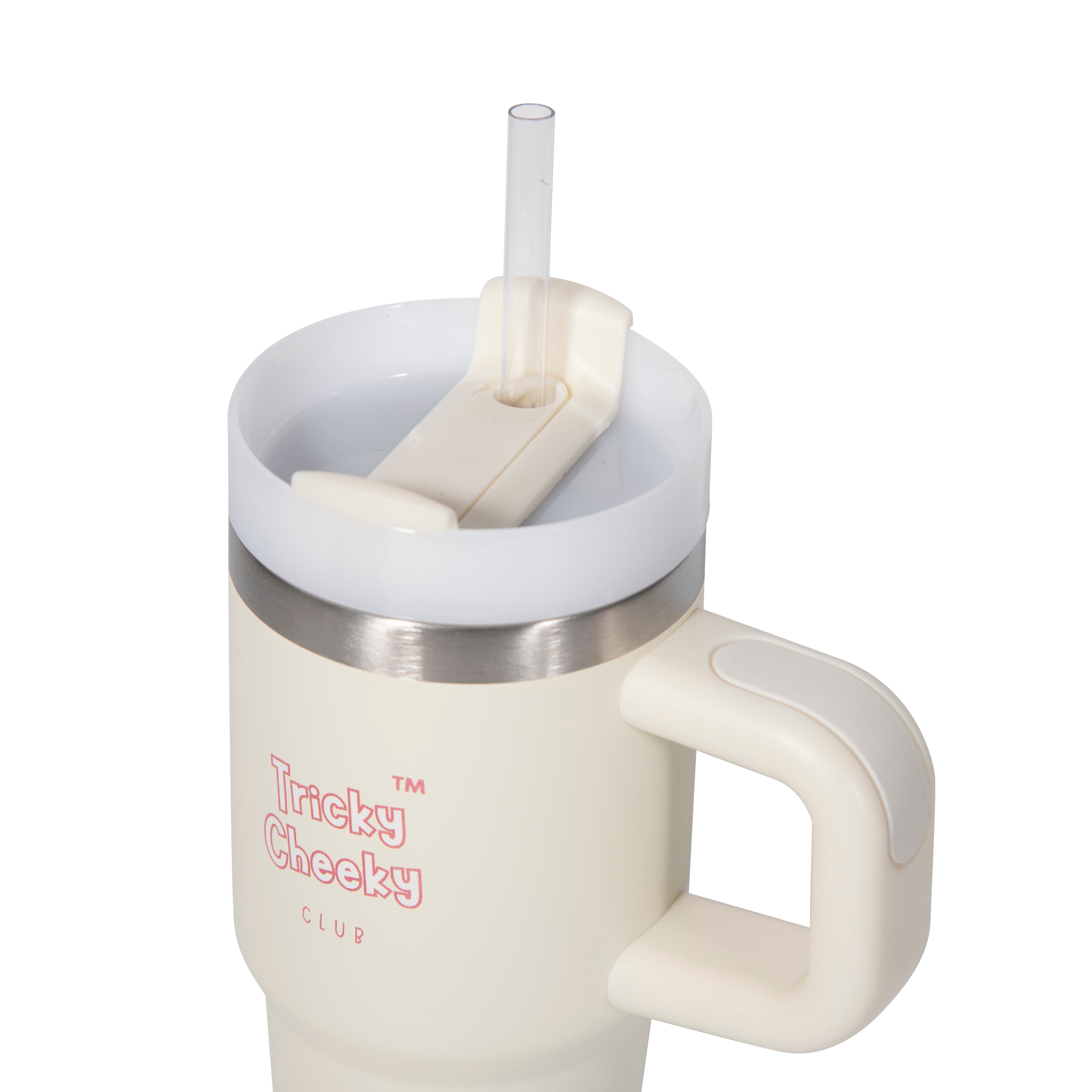 On the Move Junior | 14oz Stainless Steel Tumbler with Handle & Straw