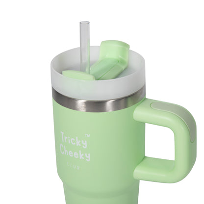 On the Move Junior | 14oz Stainless Steel Tumbler with Handle & Straw